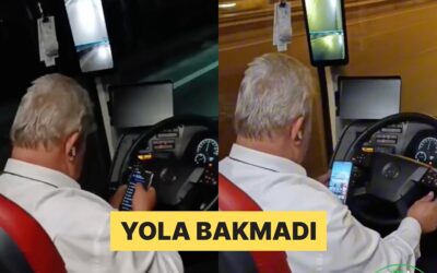 Şehirlerarası Otobüs Şoförü Dakikalarca Telefonla Oynarken Görüntülendi