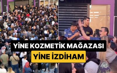 Yine İzdiham! Karaman&apos;da Kozmetik Mağazasının Açılışında İzdiham Yaşanınca Polis Desteğe Geldi