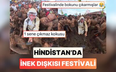 YouTuber Tyler Oliveira Hindistan’da Birbirlerine İnek Dışkısı Fırlattıkları ‘Gorehabba’ Festivaline Katıldı