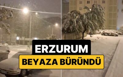Yılın İlk Karı Etkili Oldu: Erzurum Lapa Lapa Yağan Karla Beyaza Büründü