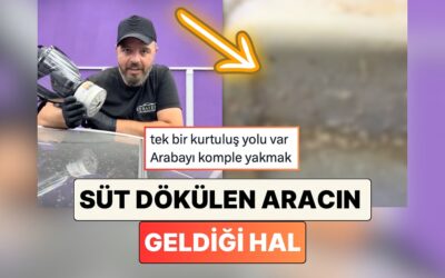 Midesi Hassas Olan İzlemesin: Bir Oto Yıkamacı Süt Dökülen Aracın Geldiği Hali Paylaştı