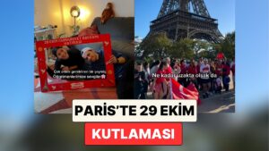 Paris'te Yaşayan Türkler Eyfel Kulesi'nin Önünde Cumhuriyet Bayramı'mızı Kutladı