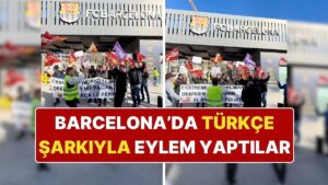 Barcelona Stadında Çalışan İşçiler Türkçe Şarkı Eşliğinde Eylem Yaptı
