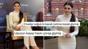 Hande Erçel&apos;in İki Dünya Bir Dilek Filminin Moskova&apos;daki Galasında Giydiği Elbise Tartışma Yarattı!
