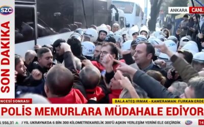 Memurlar iş bıraktı polis ablukaya aldı